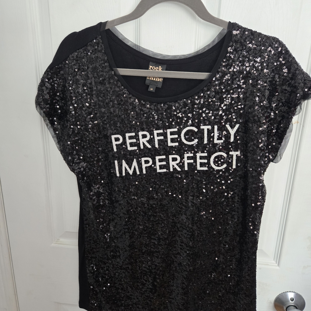 Perfectly Imperfect Black Sequin Women's Tee